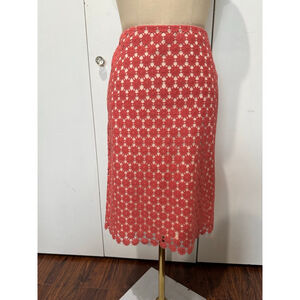Talbots Crochet Lace Midi Skirt - Coral Pink